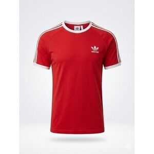 Vintage Adidas Originals 3 Stripes Ringer T Shirt Red White Trefoil Men's XL